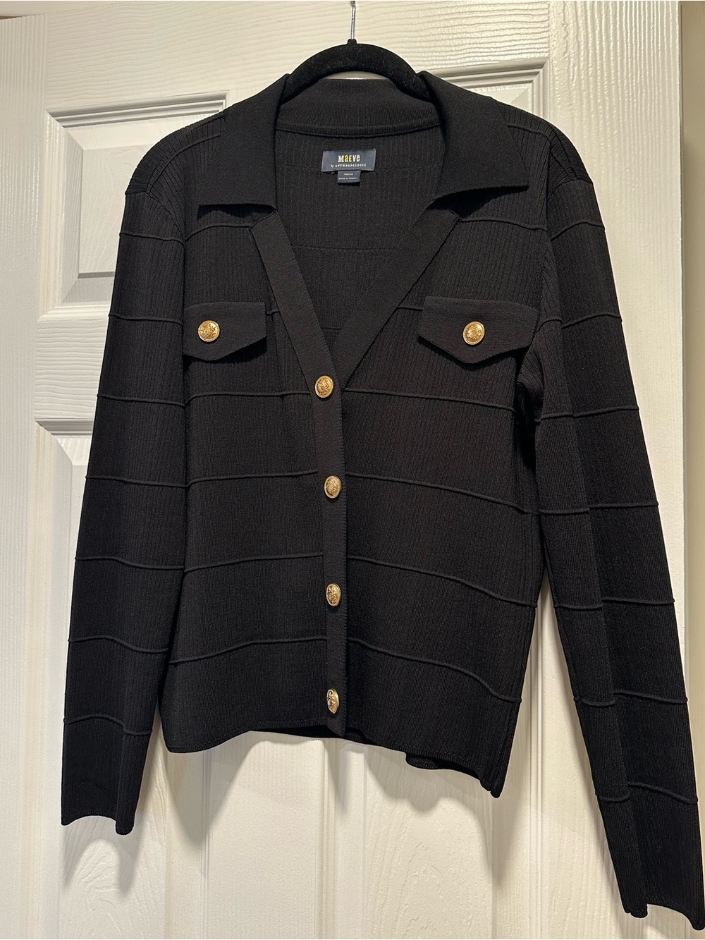 Maeve by Anthropology Knit Button-Front Sweater with Gold snap buttons